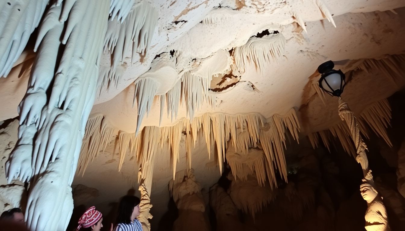 Grote stalactieten en stalagmieten in de Grotten van Nerja